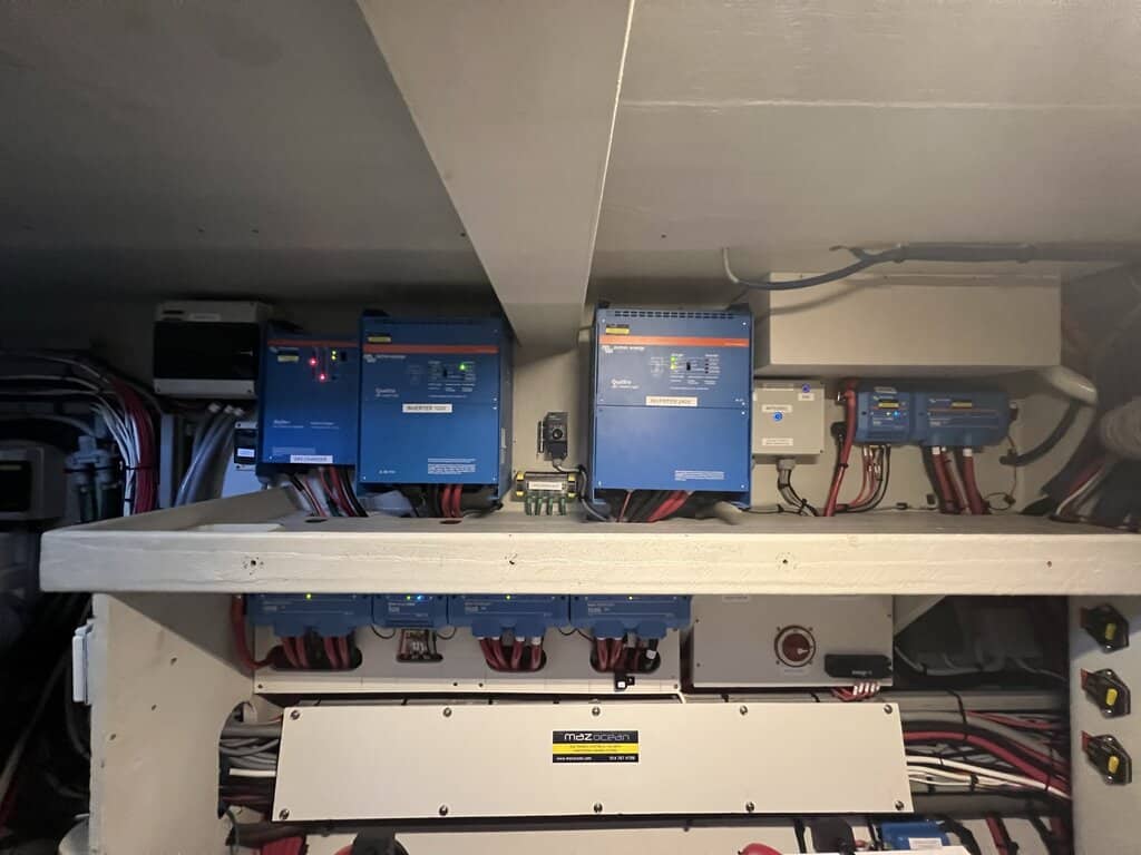 victron inverter/charger system that is part of a victron energy installation project for neel 51 trimaran thri day done by maz ocean